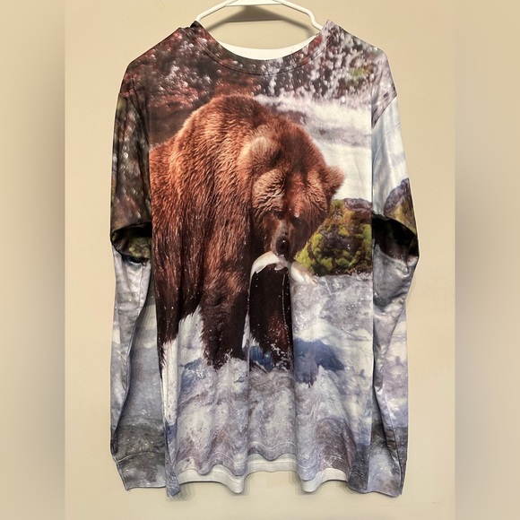 Bold Bear Graphic Print Long Sleeve Tee Medium - Picture 1 of 4